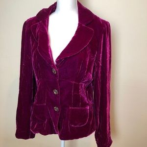 Raspberry velvet blazer w/ peplum
